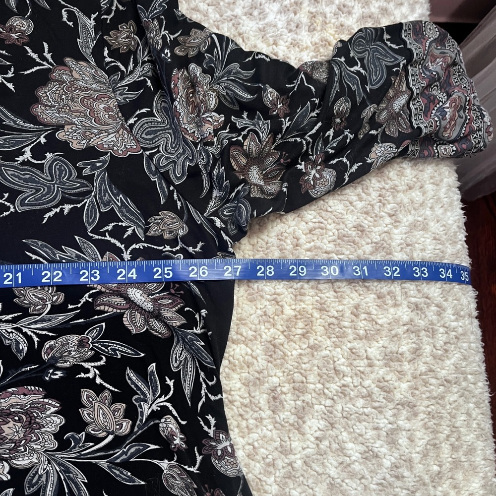 Lucky Brand‎ Black Floral Paisley Print Tunic Top 3X Viscose - Picture 5 of 10
